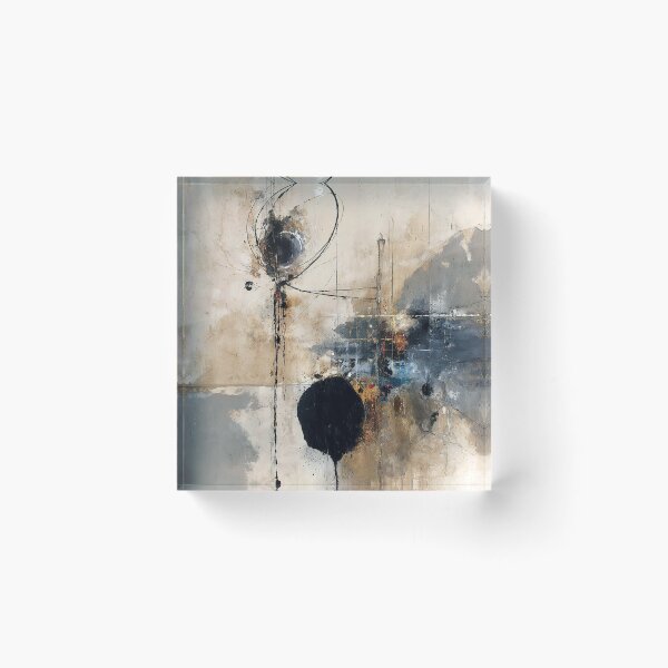 Item preview, Textured Black Circle Abstract Expressionist Art on Beige designed and sold by SlowRegardArt.