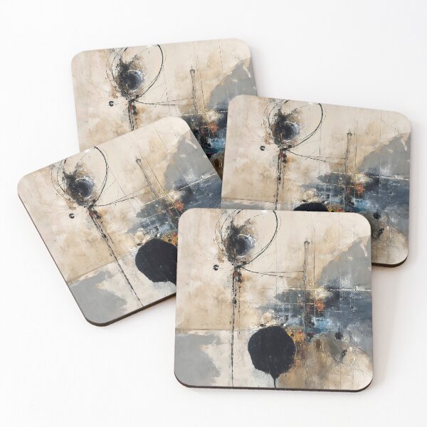 Item preview, Textured Black Circle Abstract Expressionist Art on Beige designed and sold by SlowRegardArt.