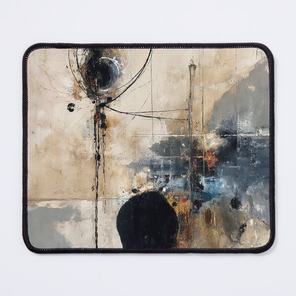 Item preview, Textured Black Circle Abstract Expressionist Art on Beige designed and sold by SlowRegardArt.