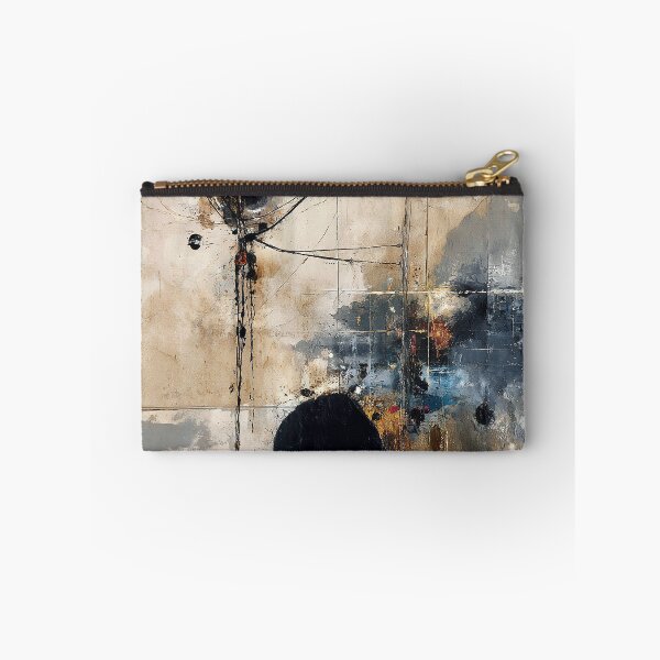 Item preview, Textured Black Circle Abstract Expressionist Art on Beige designed and sold by SlowRegardArt.