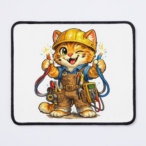 Item preview, Cute Winking Cat Electrician Lineman Tradesman Sticker designed and sold by ZYNORAworld.