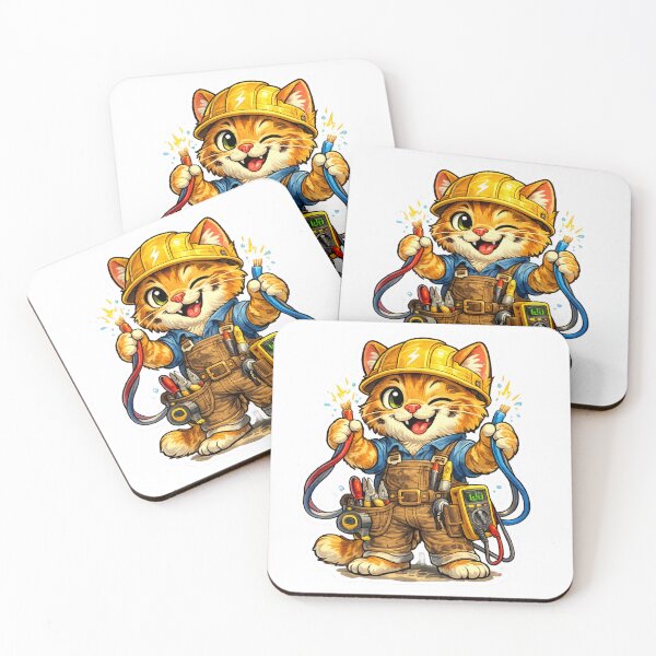 Item preview, Cute Winking Cat Electrician Lineman Tradesman Sticker designed and sold by ZYNORAworld.