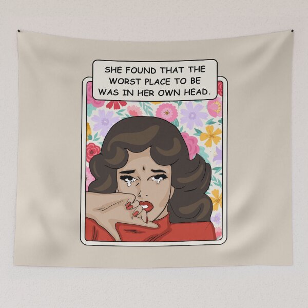 Item preview, Comic-Style Crying Woman "The Worst Place to Be..." designed and sold by Unhinged Heather.