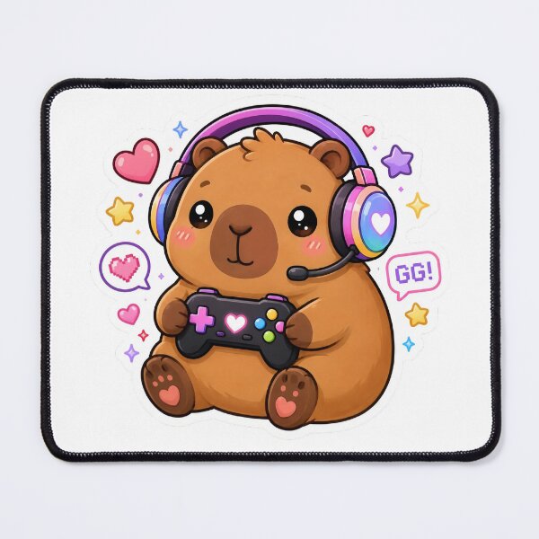 Item preview, Cute Kawaii Gamer Capybara Sticker designed and sold by PixelMood Stickers.