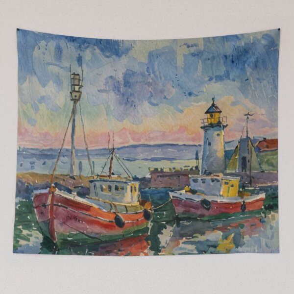 Item preview, Lighthouse with Fishing Boats designed and sold by sid1802.