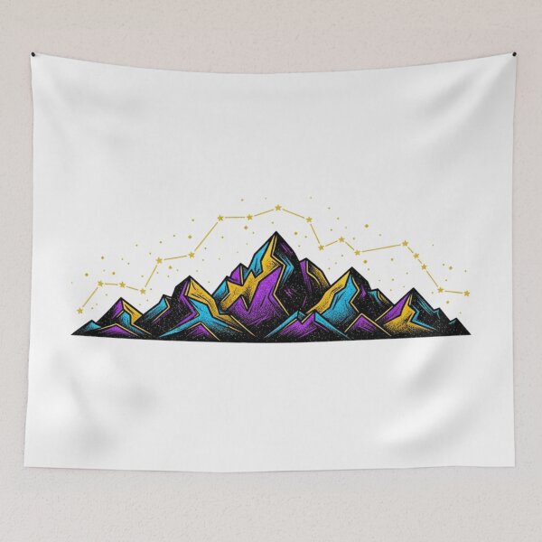 Item preview, Celestial Mountain Constellation Night Sky designed and sold by TheDenimArt.