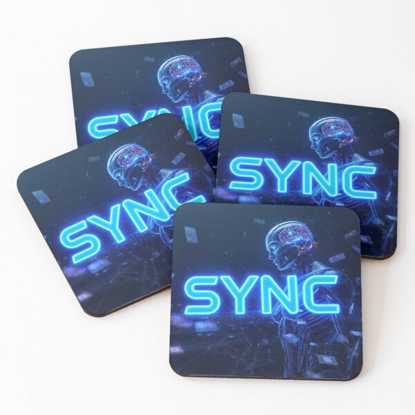 Item preview, SYNC - Human Brain AI Cyberpunk Neon Blue Technology Mind Connection Poster designed and sold by AiNaturalsOnly.