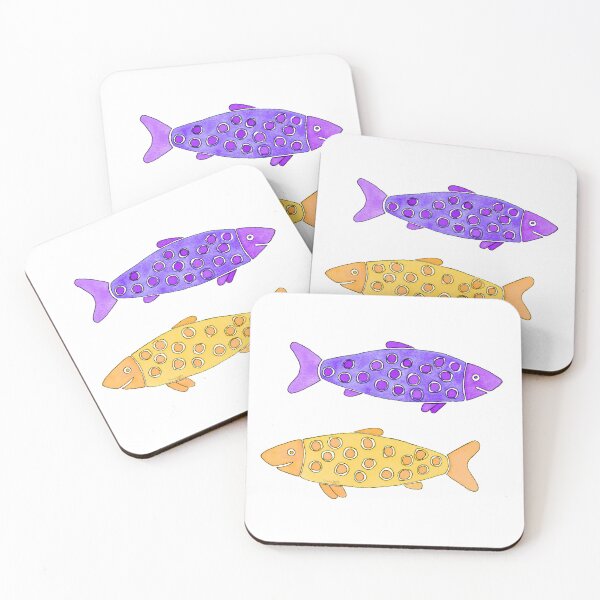 Item preview, Purple and Gold Spotted Watercolor Fish designed and sold by AlinaArt&Design.