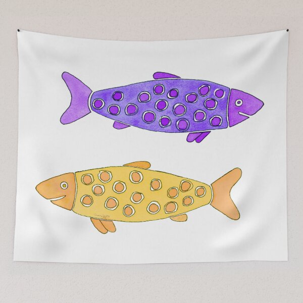 Item preview, Purple and Gold Spotted Watercolor Fish designed and sold by AlinaArt&Design.