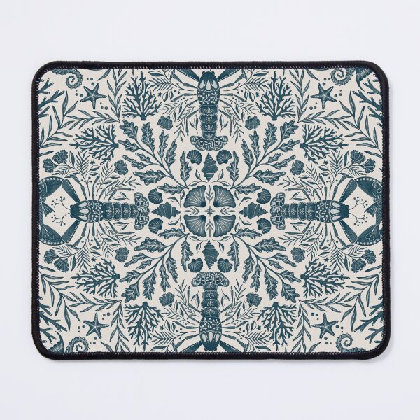 Item preview, Ocean Folk Art Lobster Botanical Tile designed and sold by OzdeBayer.