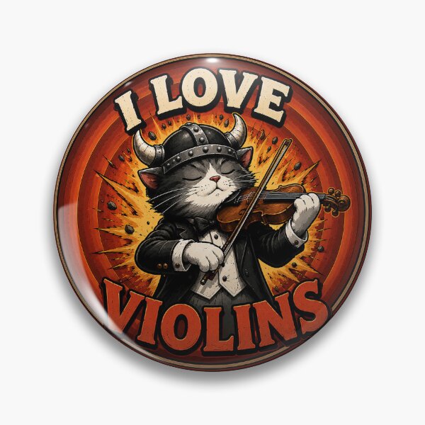 Item preview, I Love Violins Funny Viking Cat Vintage Music Lover Design designed and sold by Claws & Chaos.