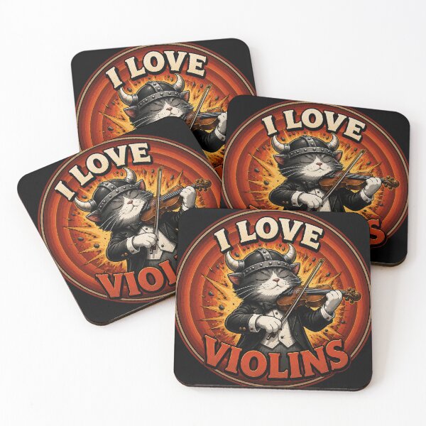 Item preview, I Love Violins Funny Viking Cat Vintage Music Lover Design designed and sold by Claws & Chaos.