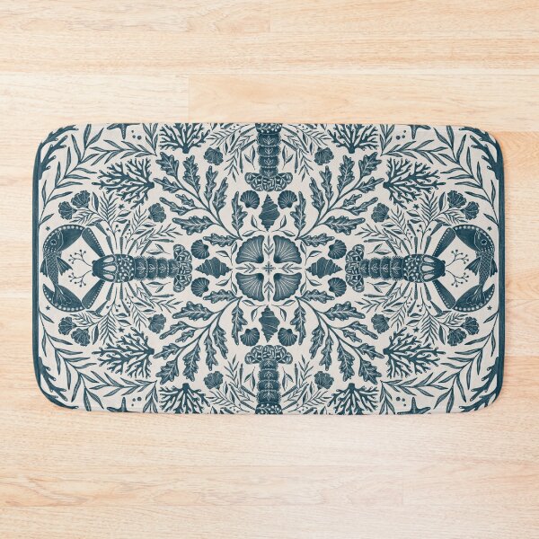 Item preview, Ocean Folk Art Lobster Botanical Tile designed and sold by OzdeBayer.