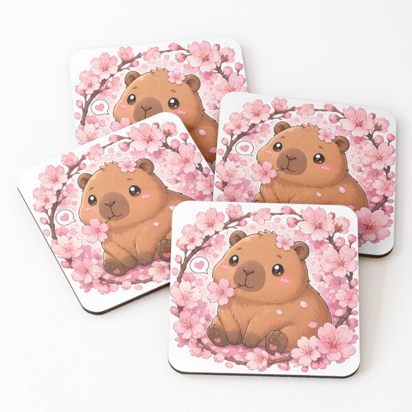 Item preview, Cute Kawaii Sakura Capybara Sticker designed and sold by PixelMood Stickers.