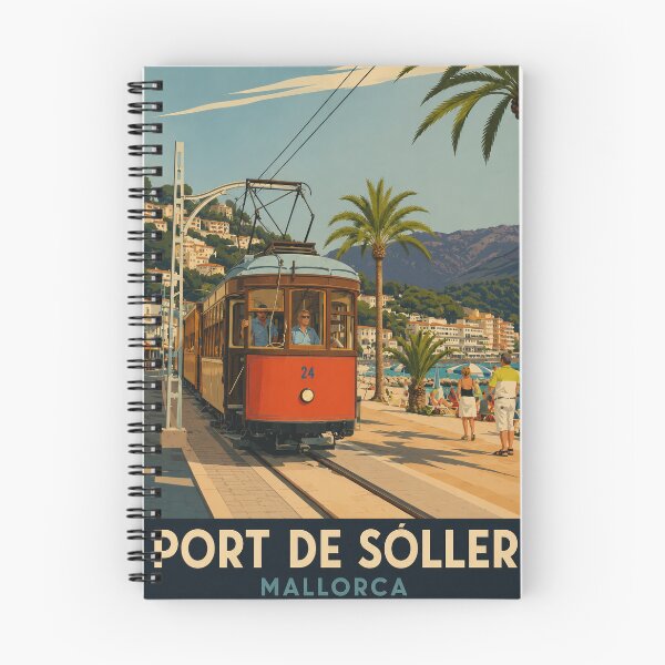 Item preview, Port de Sóller Mallorca Vintage Tram Travel Poster designed and sold by pod24.