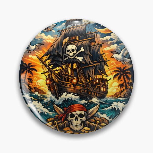Item preview, Pirate sailing ships with seagulls flying designed and sold by Moonshroomarts.
