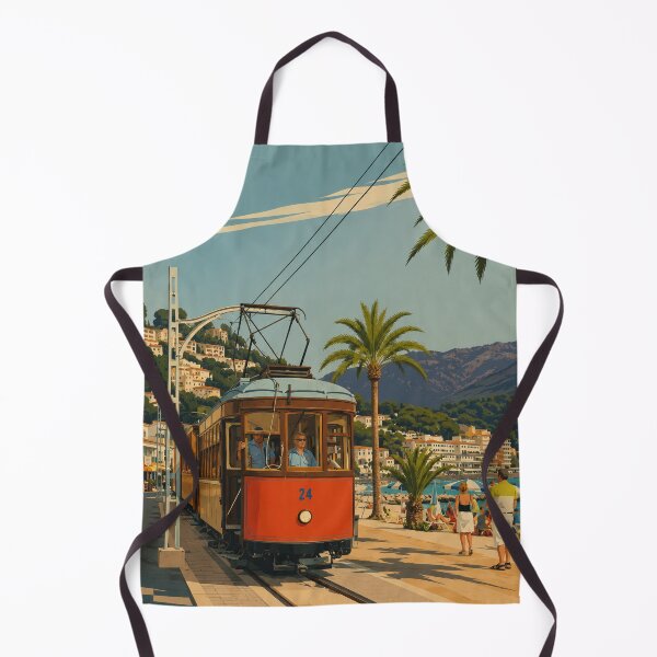 Item preview, Port de Sóller Mallorca Vintage Tram Travel Poster designed and sold by pod24.