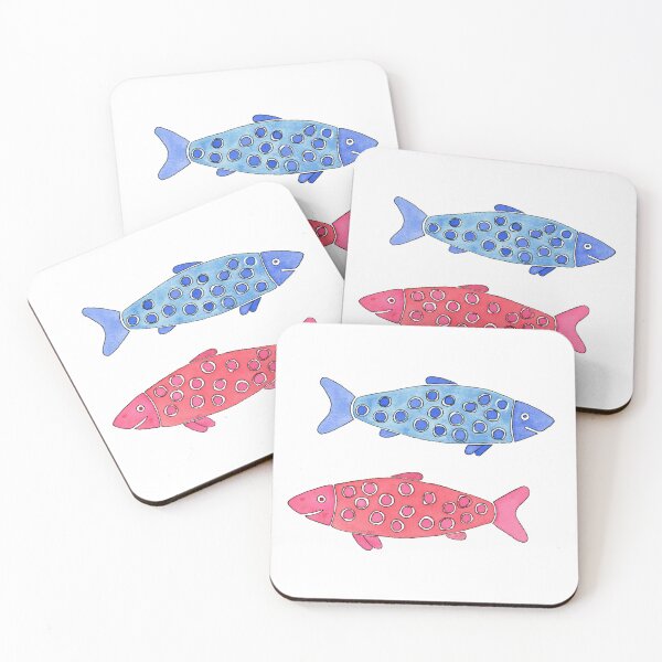 Item preview, Blue and Pink Spotted Watercolor Fish designed and sold by AlinaArt&Design.