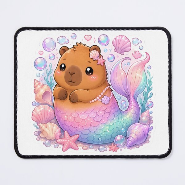 Item preview, Cute Kawaii Mermaid Capybara Sticker designed and sold by PixelMood Stickers.