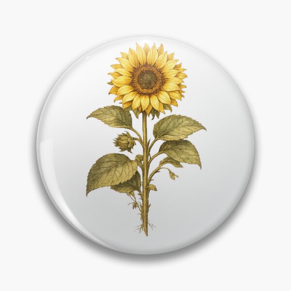 Item preview, Single Sunflower Specimen – Vintage Botanical Illustration of Helianthus Annuus designed and sold by Joyfulfabric.