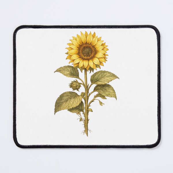 Item preview, Single Sunflower Specimen – Vintage Botanical Illustration of Helianthus Annuus designed and sold by Joyfulfabric.