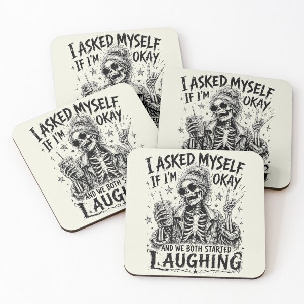 Item preview, I Asked Myself If I'm Okay Skeleton, Snarky Sarcastic Funny Mental Health designed and sold by Doodletext.