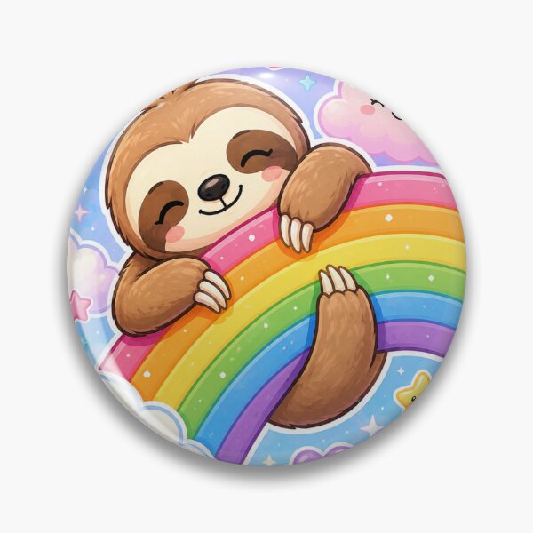 Item preview, Cute Sloth Hugging a Rainbow Sticker Art designed and sold by tommytvkids.