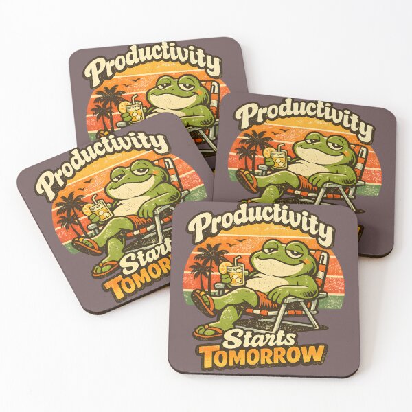 Item preview, Retro Frog Productivity Starts Tomorrow Funny Cartoon Vintage T-Shirt Sticker designed and sold by Akter-sikder.