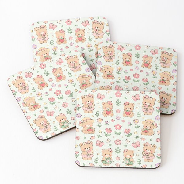 Item preview, Spring Teddy Bear Kawaii Pattern Cute Floral Pastel Aesthetic designed and sold by Soft Berry Studio.