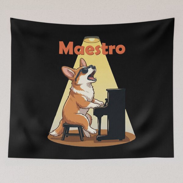 Item preview, Maestro Corgi Dog Playing Piano Singing designed and sold by d247.
