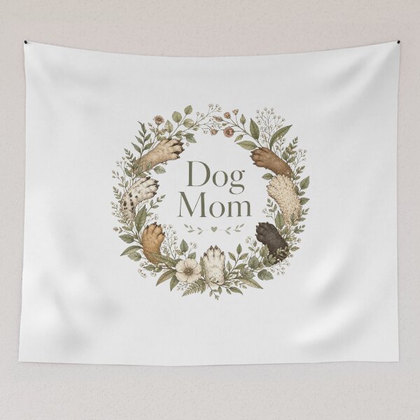 Item preview, Dog Mom botanical paw wreath cottagecore elegant pet gift designed and sold by language-des.