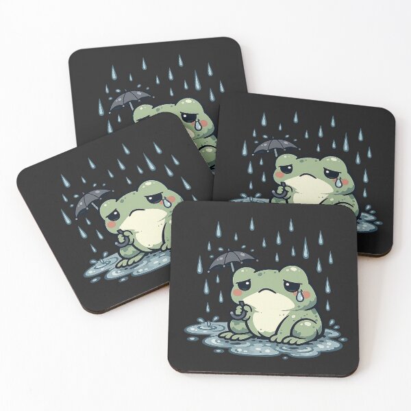 Item preview, Sad Frog in Rain Kawaii Grumpy Frog Umbrella Sticker Cute Emotional Frog Cottagecore Frog Lover Gift designed and sold by asadstudio88.