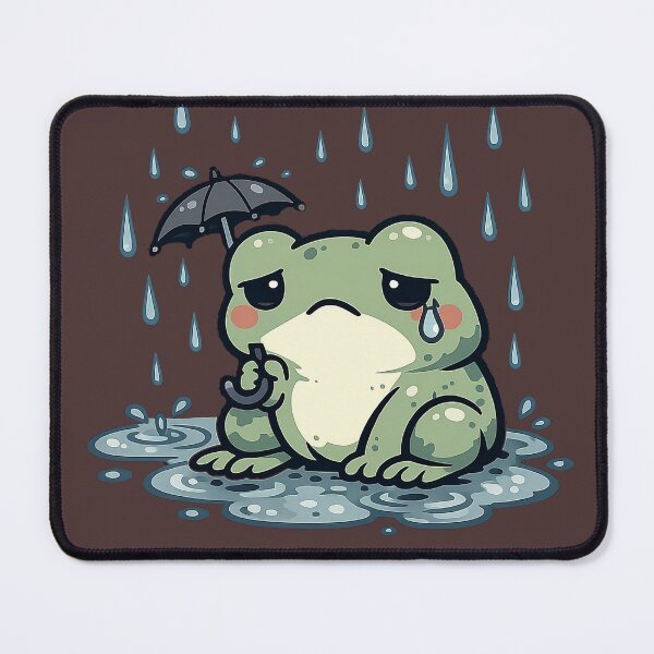 Item preview, Sad Frog in Rain Kawaii Grumpy Frog Umbrella Sticker Cute Emotional Frog Cottagecore Frog Lover Gift designed and sold by asadstudio88.