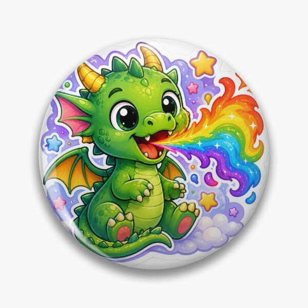 Item preview, Cute Baby Dragon Breathing Rainbow Fire Sticker Art designed and sold by tommytvkids.