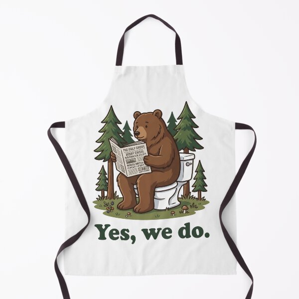 Item preview, Funny Bear on Toilet Reading Newspaper - Yes We Do Woods Joke designed and sold by rediscoveredapp.