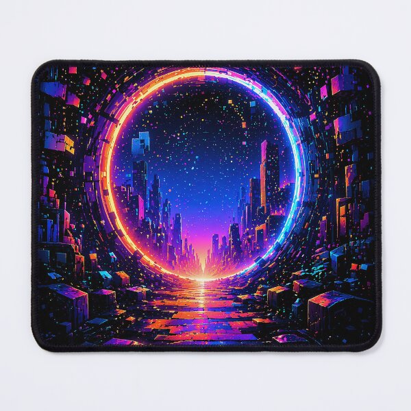 Item preview, Neon Portal to Tomorrow | Cyberpunk Digital Gateway Sci-Fi Future City Art designed and sold by FunkyVista.