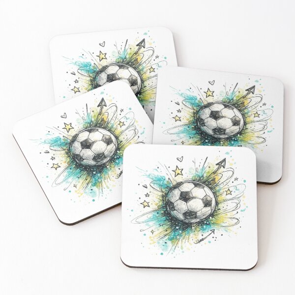Item preview, Soccer Doodle Splash Watercolor Art designed and sold by Joyloom.