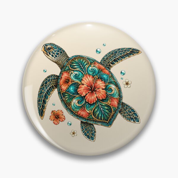 Item preview, Tropical Hibiscus Sea Turtle Coastal designed and sold by POD DYNASTY | Original Print On Demand T-Shirt Graphics.