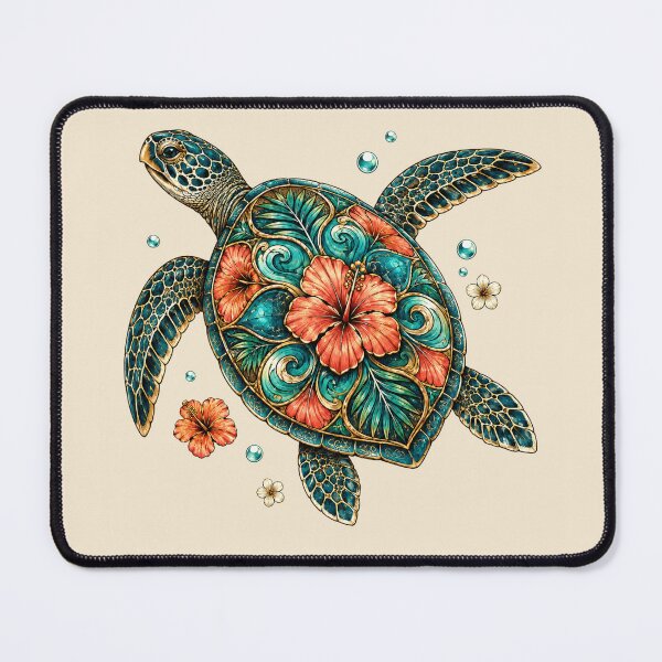 Item preview, Tropical Hibiscus Sea Turtle Coastal designed and sold by POD DYNASTY | Original Print On Demand T-Shirt Graphics.