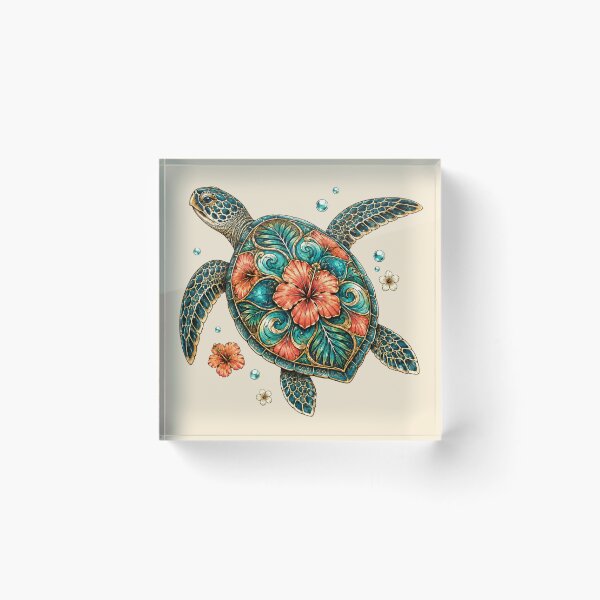 Item preview, Tropical Hibiscus Sea Turtle Coastal designed and sold by POD DYNASTY | Original Print On Demand T-Shirt Graphics.