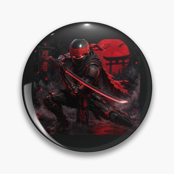 Item preview, Cyber Ninja Warrior artwork featuring a futuristic samurai robot with a glowing katana under a red moon. Perfect for cyberpunk, anime, gaming, sci-fi, and Japanese aesthetic fans. designed and sold by GiftLore Studio.