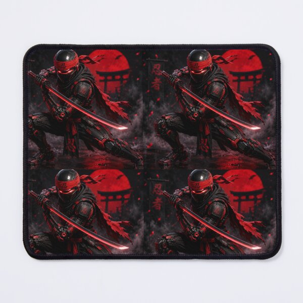 Item preview, Cyber Ninja Warrior artwork featuring a futuristic samurai robot with a glowing katana under a red moon. Perfect for cyberpunk, anime, gaming, sci-fi, and Japanese aesthetic fans. designed and sold by Snark & Spark.