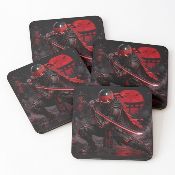 Item preview, Cyber Ninja Warrior artwork featuring a futuristic samurai robot with a glowing katana under a red moon. Perfect for cyberpunk, anime, gaming, sci-fi, and Japanese aesthetic fans. designed and sold by Snark & Spark.