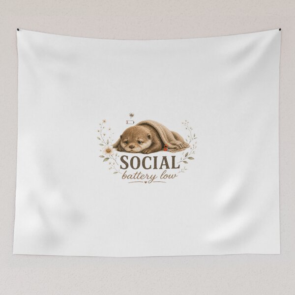 Item preview, Social Battery Low – Cute Baby Otter Illustration designed and sold by Naturalite19.