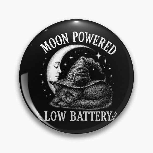 Item preview, Moon Powered Low Battery Cat – Funny Witchy Cat Halloween Gothic Meme Cat designed and sold by Lichtisign.