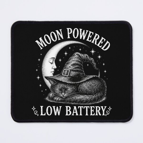 Item preview, Moon Powered Low Battery Cat – Funny Witchy Cat Halloween Gothic Meme Cat designed and sold by Lichtisign.
