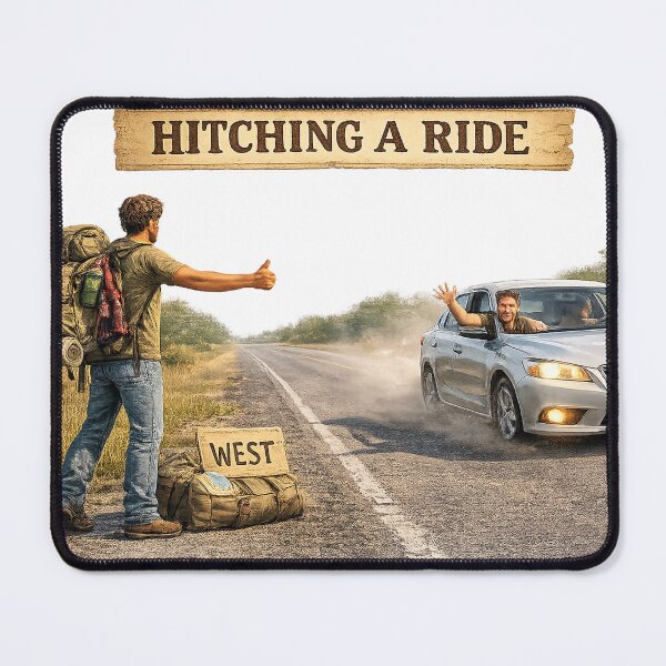 Item preview, Vintage Hitchhiking Adventure Road Trip Wall Art designed and sold by Hookesmode.