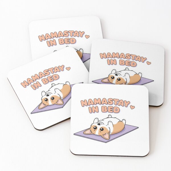Item preview, Namastay in Bed funny yoga corgi cute kawaii pet gift designed and sold by language-des.
