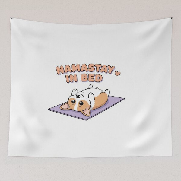 Item preview, Namastay in Bed funny yoga corgi cute kawaii pet gift designed and sold by language-des.