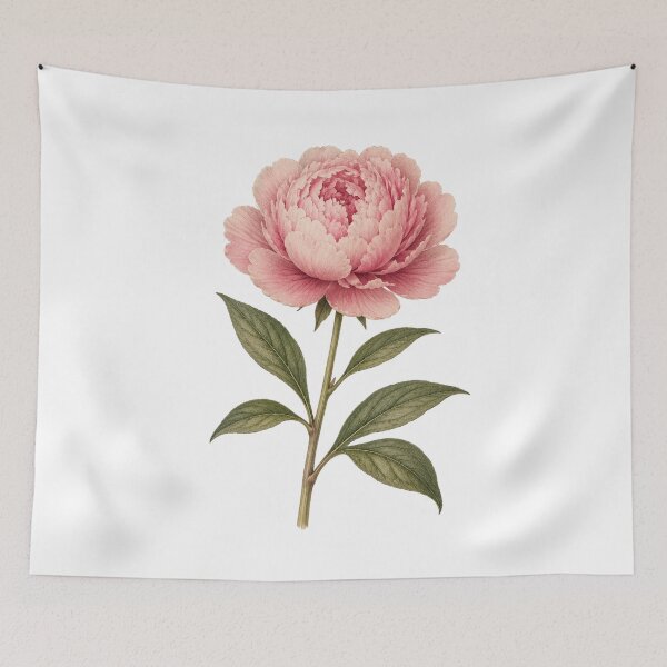 Item preview, Single Peony Specimen – Vintage Botanical Illustration of a Blooming Peony designed and sold by Joyfulfabric.
